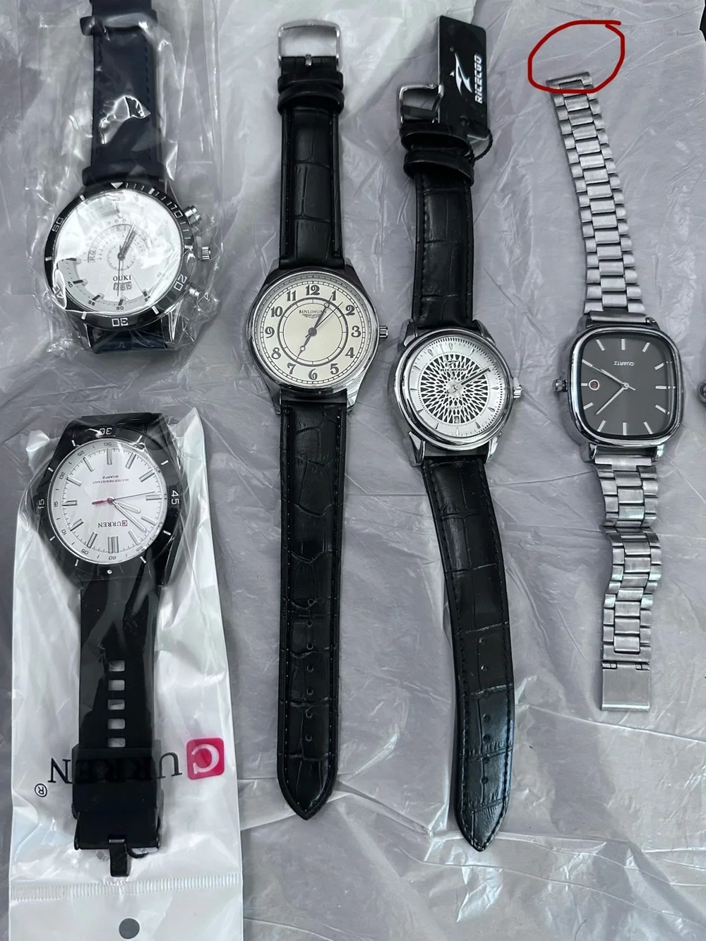 Mixed Men’s Stainless Steel & Black Leather Watch Lot 12 - steel and leather